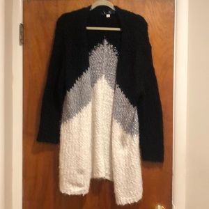 Blue Rain Long Open Sweater